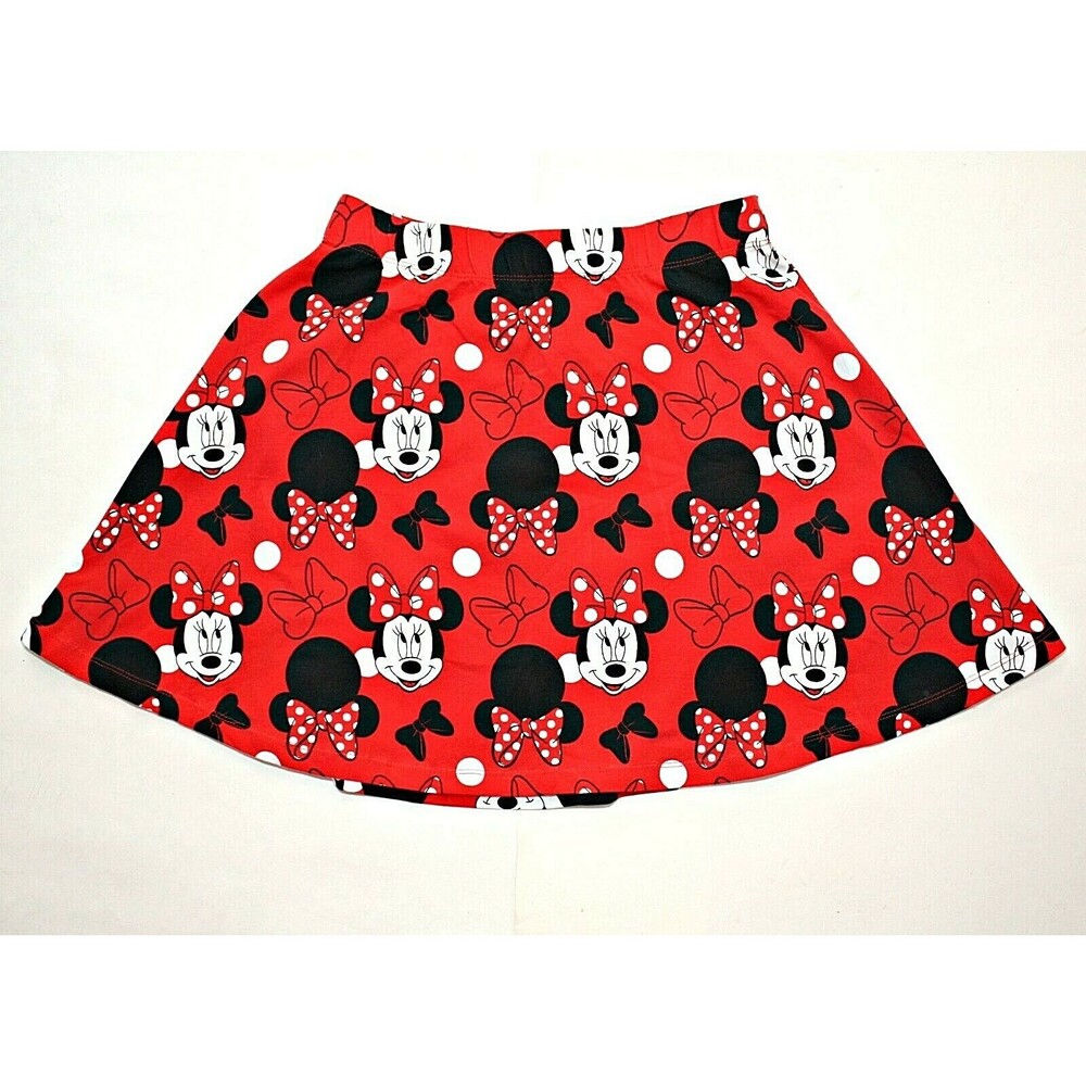 Disney Minnie Mouse girls' skirt sz M red black white flared stretchy waist